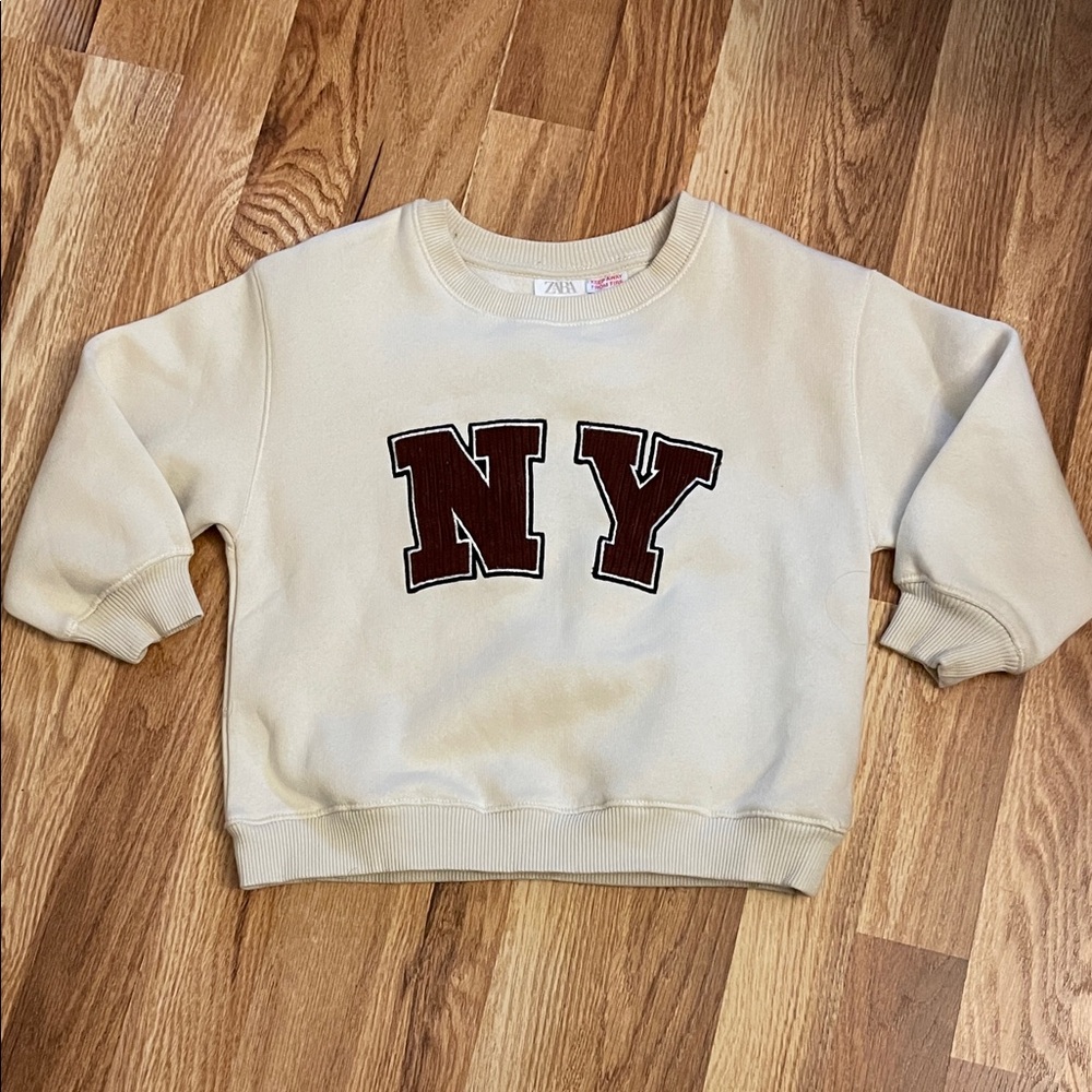 Zara Cream Sweatshirt with Brown NY Logo